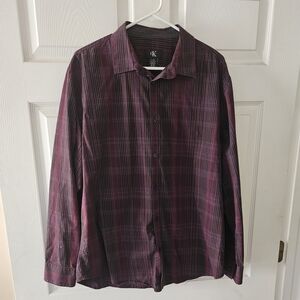 Calvin Klein Burgundy Checkered Shirt